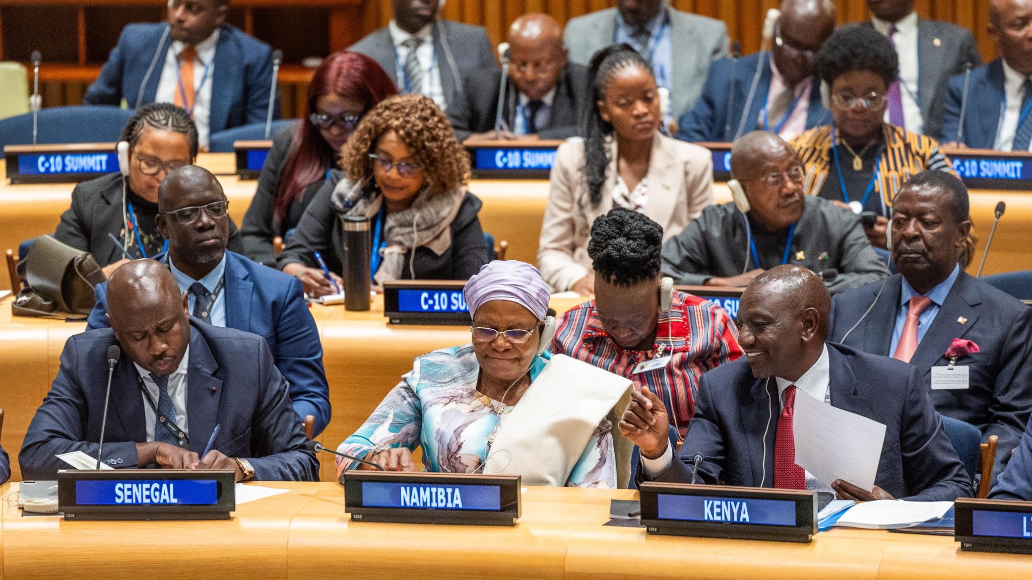 Kenya's President William Ruto engaging with delegates during UNGA 80